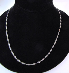 FAS Twisted Herringbone Necklace 20″ Long Chain Vintage Sterling Silver Patina