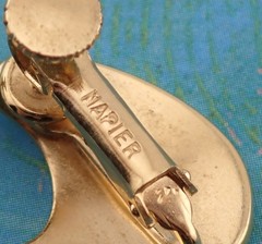 Vintage Cream Enamel Napier Screw Clip Back Gold Tone Earrings