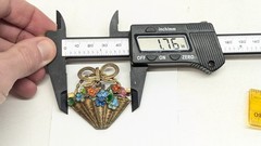 Chinese Export Gold Gild Brass Silver Enamel Flower Basket Pin Brooch Vintage