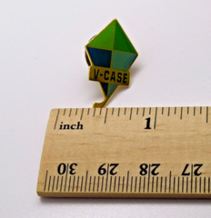 V-Case Kite Logo Lapel Pin Green Blue Gold Tone Collectible Vintage