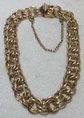 JB 12K GOLD FILLED DOUBLE LINK BRACELET WITH SAFETY CHAIN #23