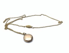 Victorian Old 14k Gold Filled Chain Necklace Tiny Round Locket Pendant
