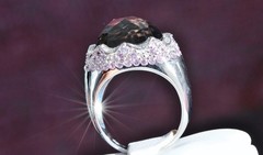 14k white gold sz 6.5 ring 9.02ct fancy smoky quartz pink sapphire diamond 6.2gr