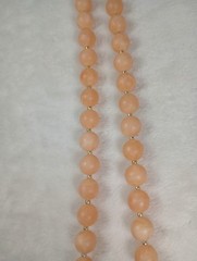 Vintage Peach Satin Glass Beaded Necklace Soft Glow Classic Elegant