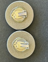 Vintage Clip Earrings Bold Metallic Button Statement Round 1980s Jewelry