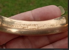 Antique Gold Filled GF Bangle Bracelet 36g, 7.5in, 1/2in Wide, Polished, Hinged