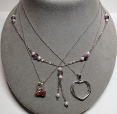 3 Piece Lot 925 Sterling Silver Pendant Necklaces Pearl Cubic Zirconia 16.4g