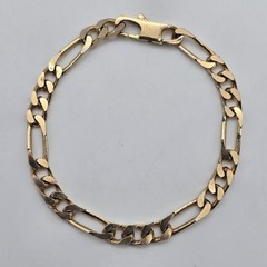 Vintage Gold Filled / Rolled Gold – 6 mm Blocky Flat Figaro Chain Bracelet 8.25″