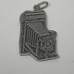 Vintage Silver Pendant Of Antique Camera 1.5 Inches Long 8 Grams