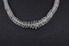Vtg Art Deco Faceted Rock Crystal Glass Graduated Rondelle Disc Bead Necklace