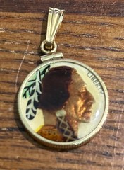 Unisex Unbranded Gold and Brown Buffalo Nickel Coin 1936 Pendant