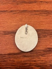 Vintage Mexico Shell Mosiac Reflective Silver Tone Pendant Charm Stamped Artsy