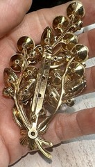 Rare Beau Jewels Unsigned AB Floral Spray 3.25”Lx 1.5” W Brooch