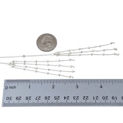 Beaded Y Lariat Necklace | Long Drop Station Chain | Sterling Silver 925 24”