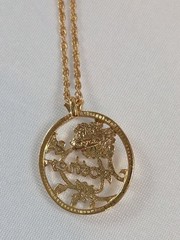 Avon Mother’s Day Vintage Pendant Chain Necklace Gold Tone With Red Ruby Round