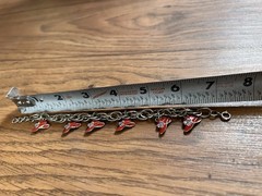 Red Hat Society Style Women’s Charm Bracelet + Earrings + Pin Set
