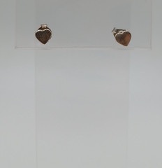 VTG Heart Stud Earrings 0.25in Silver Lightweight Everyday Wear Dainty READ