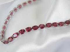 New Sterling Silver 925 Natural Rhodolite Pink Garnet Tennis Bracelet 7.5″