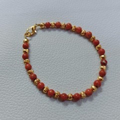 VintageNatural Coral Round Beads Bracelet Italy Coral Handmade Gemstone Bracelet