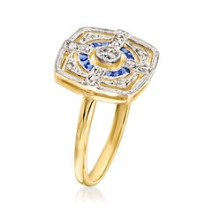 Vint Diamond & Sapphire Rng in Platinum & 18k Gold Size 6.25