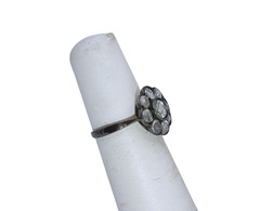 Sterling Silver Rose Cut Diamond Vintage Flower Ring Size 5.5
