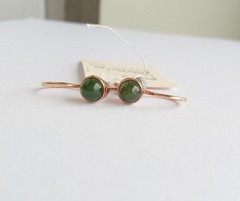 Vintage Earrings Nephrite Stones Gilt Sterling Silver 925 Ukraine Women Jewelry