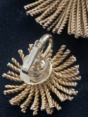Vintage Bergere Gold Tone Starburst Brooch Pin & Clip Earrings Set Atomic Rope