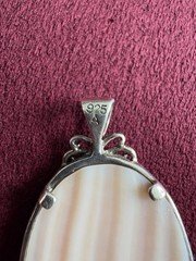 925 Sterling Silver Marcasite Mother of Pearl Butterfly Pendant Vintage