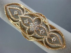 EXTRA LARGE 1.03CT DIAMOND 14KT ROSE GOLD OPEN FILIGREE FLOWER FULL FINGER RING