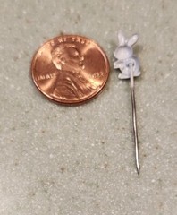 VINTAGE 1960’s “The Bug House” Miniature Enamel Rabbit Stick Pin- Made In Korea?