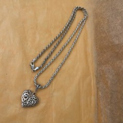 ❤️VTG FAS 925 THICK ROPE CHAIN WITH 925 HEART PENDANT 11-1/2” HANG CHAIN 20g