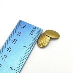 Vintage S&S Gold Tone Etched Oval Double Sided Cufflinks Striped Floral Pattern