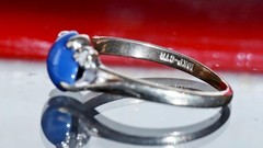 10k w/gold sz 5 ring 1.00ct lab created blue star sapphire diamond 1.72gr N3505