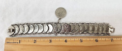 Vintage Mexican 1974 20 Centavos 1979 10 Centavos Coin Bracelet 7”