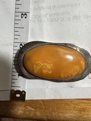 Vintage Sterling Silver Butterscotch Amber Cabochon Pendant 30g