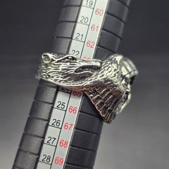 Viking Odin Wolf Ring Silver Tone Size 10.75