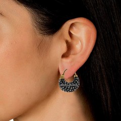 2.90ctw Genuine Old Mine Rose Cut Diamond Silver Victorian Hoops Earring Jewelry