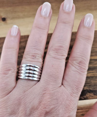 VTG 925 Ribbed Band Ring Size 7.5 Sterling Silver 7.62g 0.5in Wide Classic Flat
