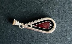 Vintage Carnelian Agate 925 TA-215 Silver Pendant 2 Inch