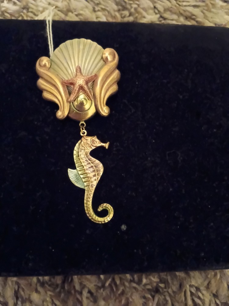 Women’s Handmade Custom Brass And Copper Seahorse Brooch