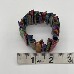 Vintage Stretch Bangle Bracelet Iridescent Multicolor With Gold Accents