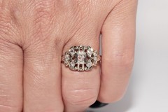 Antique Circa 1920s 18k Gold Art Deco Natural Diamond Decorated Ring