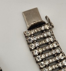 Vintage Rhinestone Choker Necklace Bracelet Set Clear Crystal Collar Bridal 16″