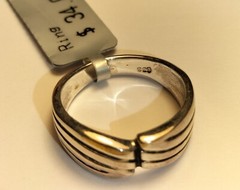New Massive Shiny Silver Statement Ring, Celtic Wave Theme Size P (17.75 mm) 4g