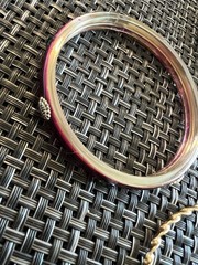 Lot 9 Pc Gold Tone Metal & Mauve Pink Burgundy Bangle Cuff Bracelet Jewelry G5