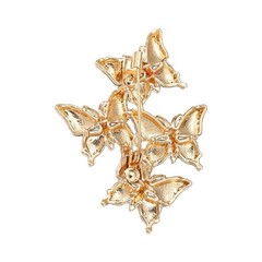 Blue and White Porcelain Style Butterfly Cluster Brooch Gold Tone Enamel Pin