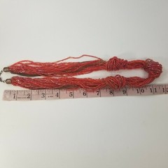 Twist Beads 1980s Necklace many strands red beads tied knotted