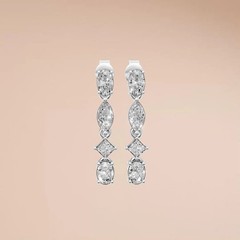 1.31 CTW Multi Shape Lab Grown Diamond Dangle Drop Earrings