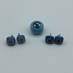 Vintage Liz Tacket glass artisan earrings and pendant evil eye