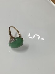 Beautiful Vintage 14K Yellow Gold & Platinum Jade Diamond Ring sz 5.25 Read!